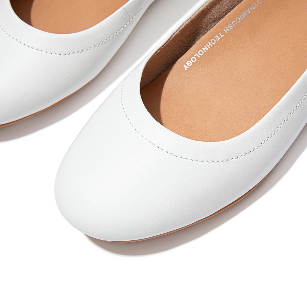 Fitflop Womens Ballet Flats - Allegro Soft Leather - White - 251-ETYMDF